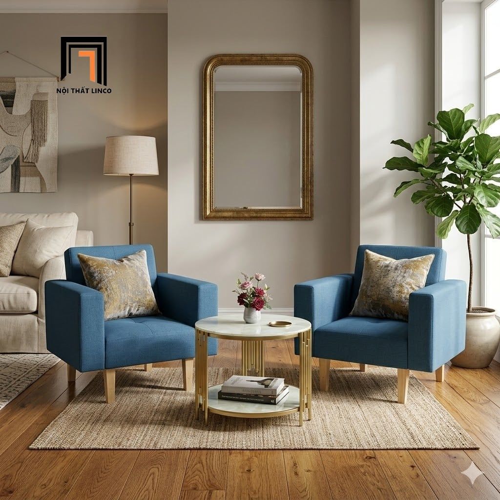  Ghế sofa đơn gấp gọn DL4 GBL2 màu xanh dương giá rẻ 