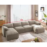  Sofa phòng khách chữ U UT28 Dermott 3m2 bọc nỉ 