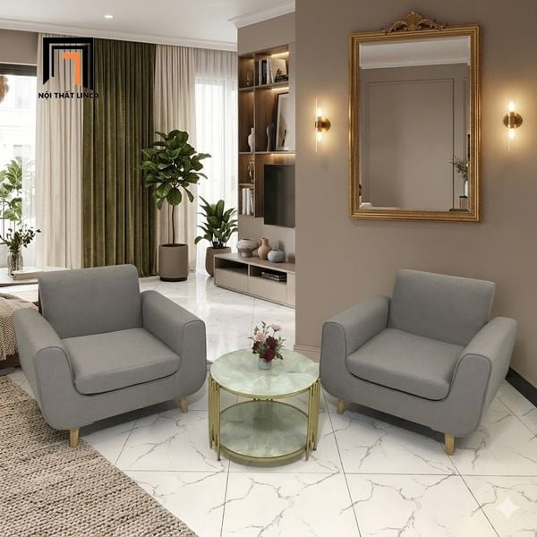 sofa đơn xám trắng