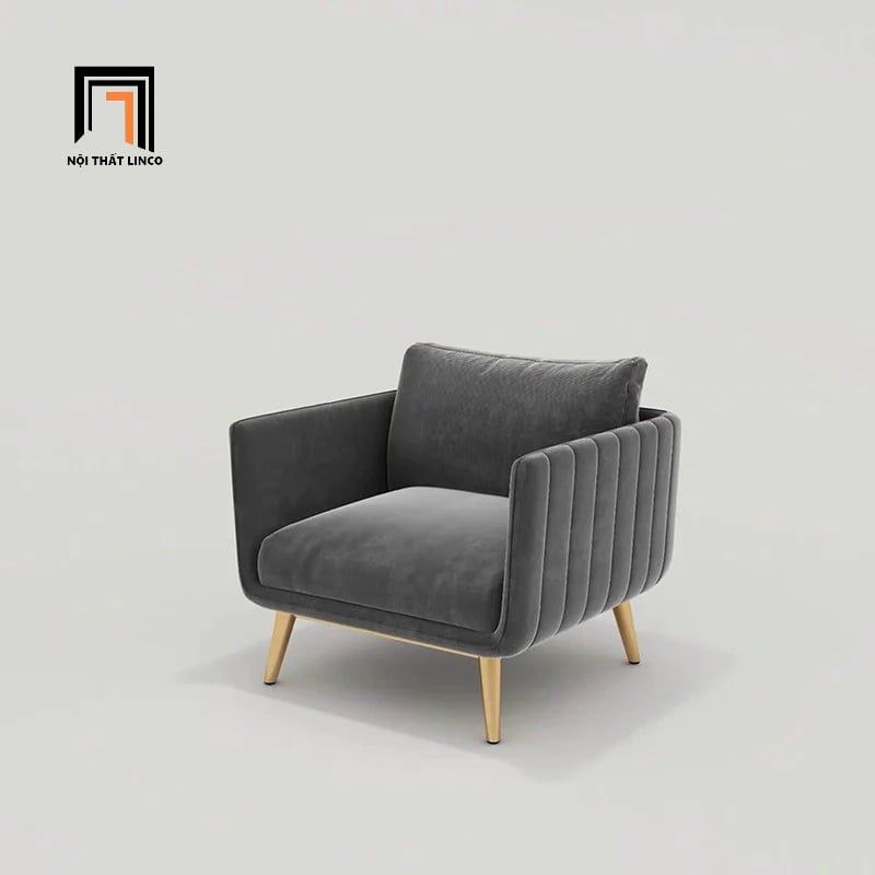  Ghế sofa đơn 1 người ngồi DT79 Genlis vải nhung màu xanh dương 