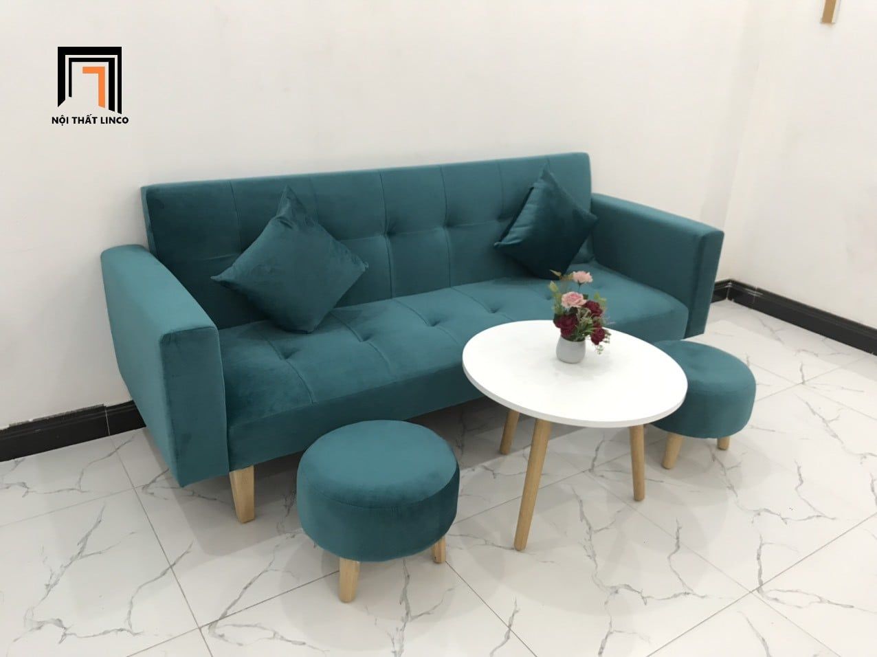  Bộ ghế sopha giường nằm dài 2m GBL2 màu xanh cổ vịt giá rẻ 
