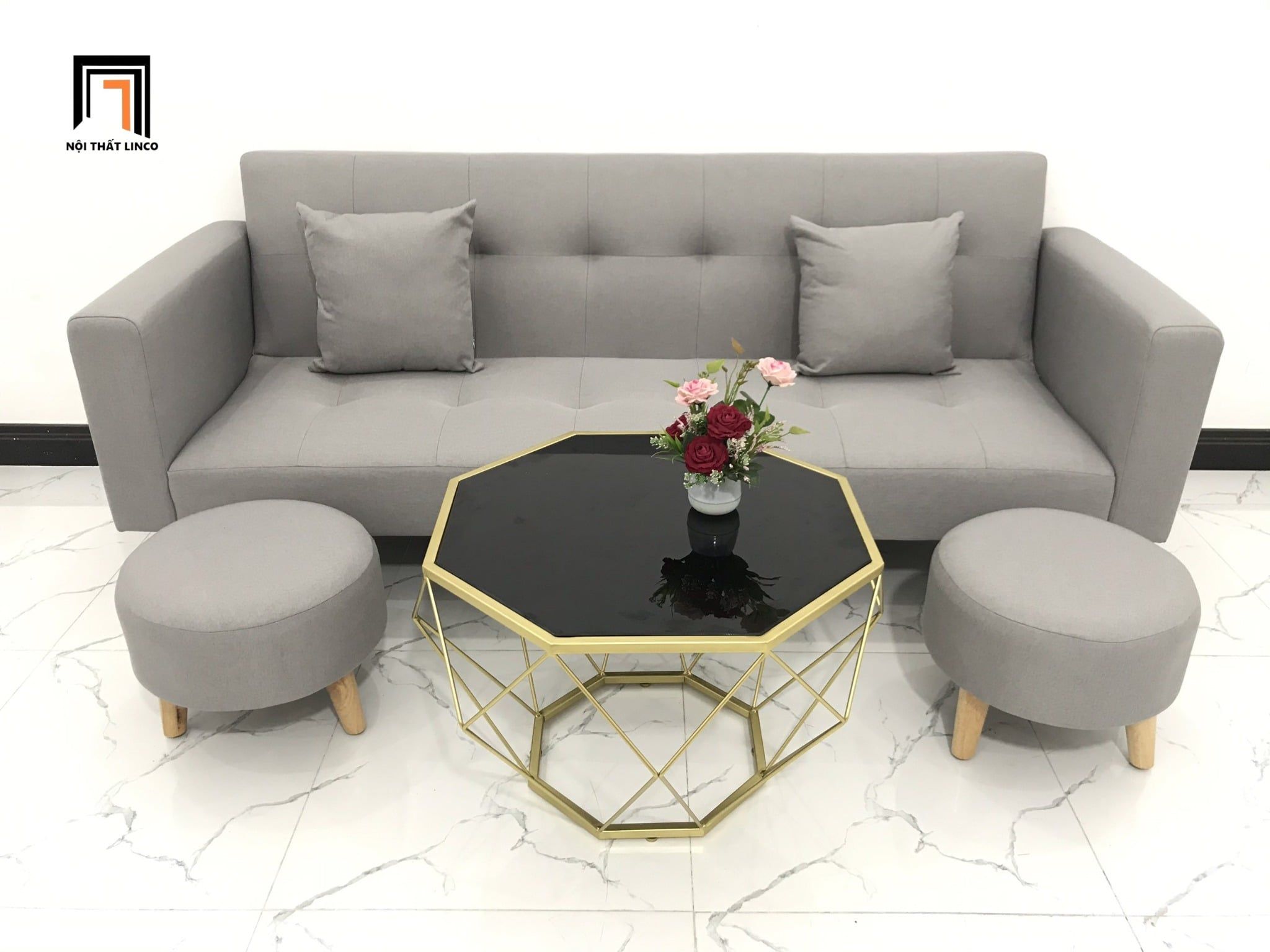  Bộ sofa giường dài 2m đa năng xám ghi trắng GBL2 giá rẻ nhỏ gọn 
