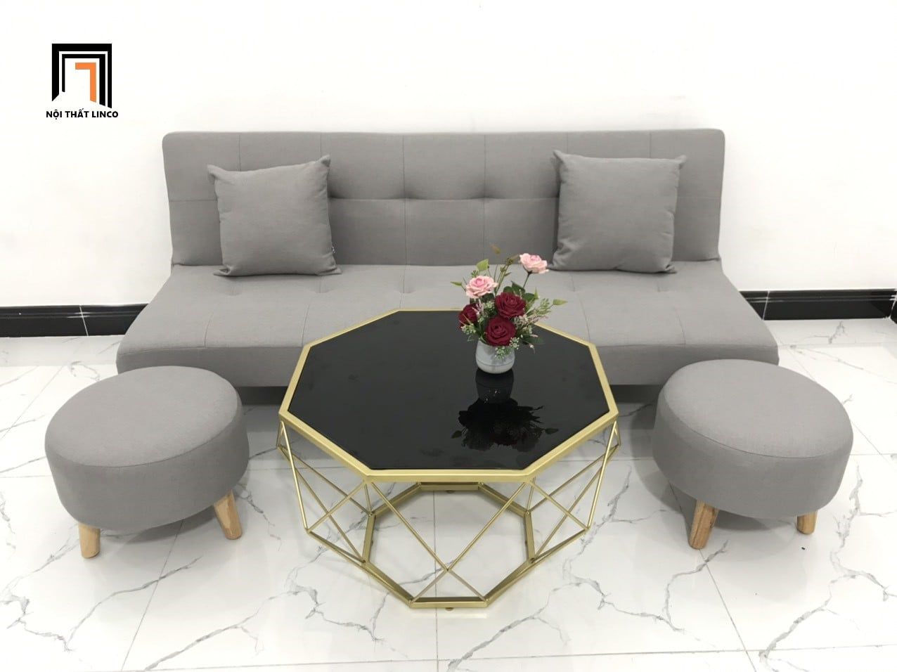  Bộ ghế sofa giường dài 1m7 GBL1 diện tích nhỏ xám ghi trắng 