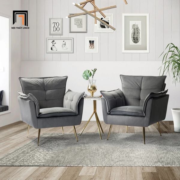sofa đơn vải nhung xanh lá
