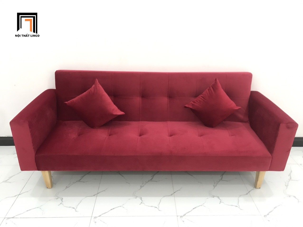  Bộ ghế sofa giường đa năng GBL2 2m màu đỏ vải nhung giá rẻ 