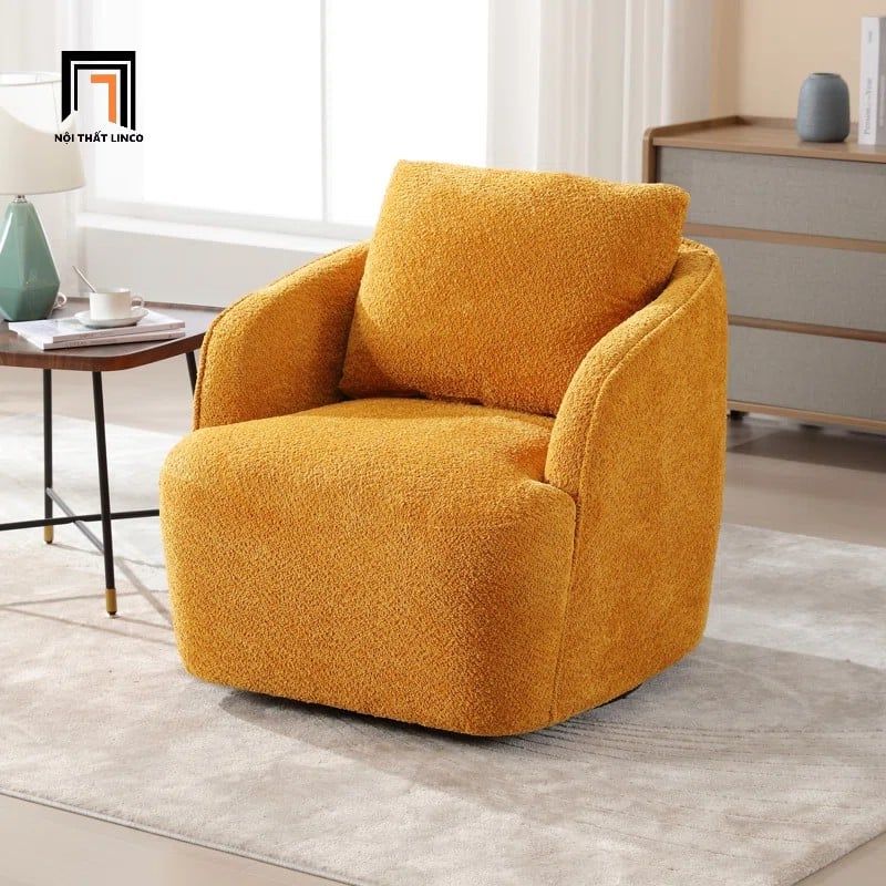  Ghế sofa đơn màu xanh lá vải lông cừu DT90 Dalbert nhỏ gọn 