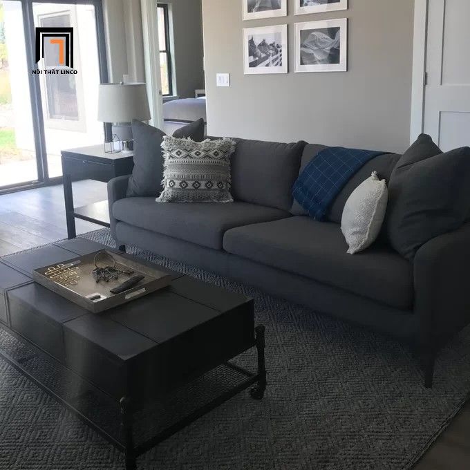  Ghế sofa văng dài 1m9 giá rẻ BT36 Jones màu xám chân inox 