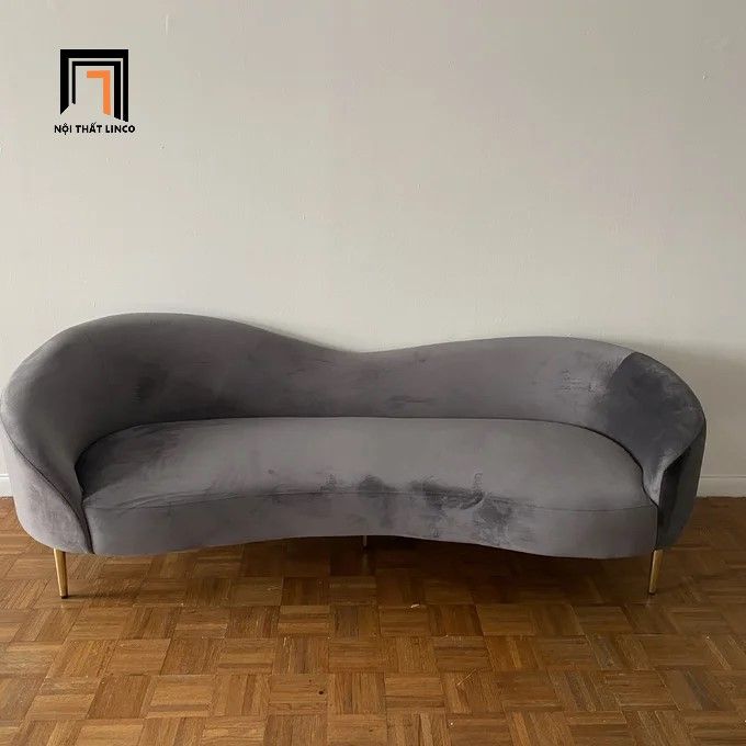  Ghế sofa băng cong vải nhung BT22 Shurtz dài 2m2 xinh xắn 
