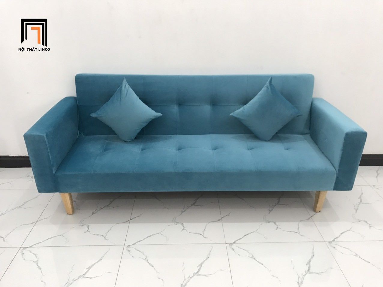  Bộ ghế sofa giường giá rẻ GBL2 2m màu xanh dương cho chung cư 