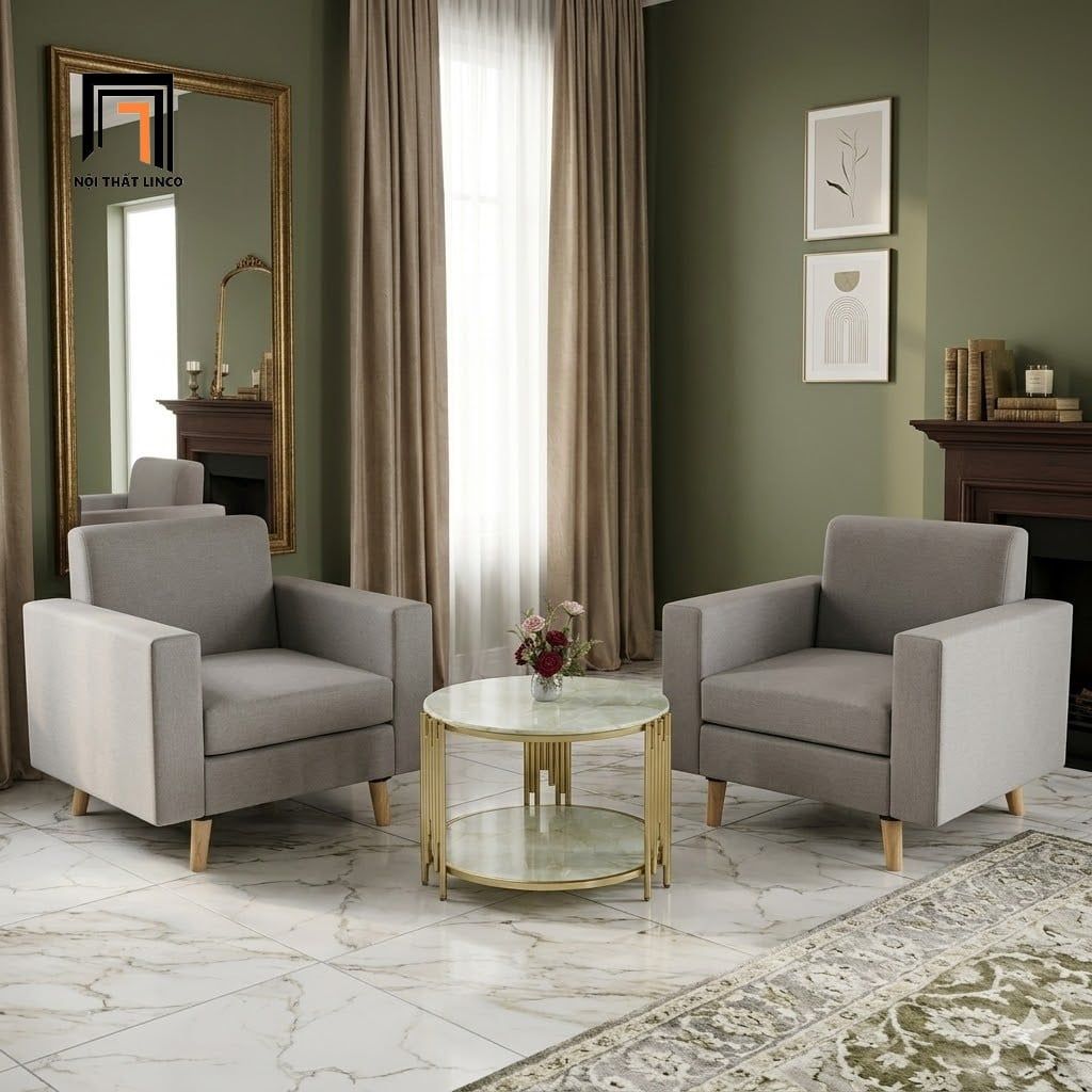  Ghế sofa đơn giá rẻ DL2 Basim màu xám ghi cho phòng khách 