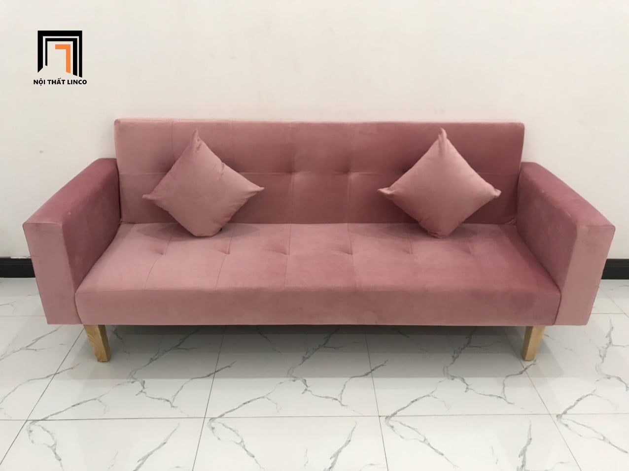  Bộ ghế sofa giường màu hồng phấn GBL2 dài 2m cho nhà nhỏ 
