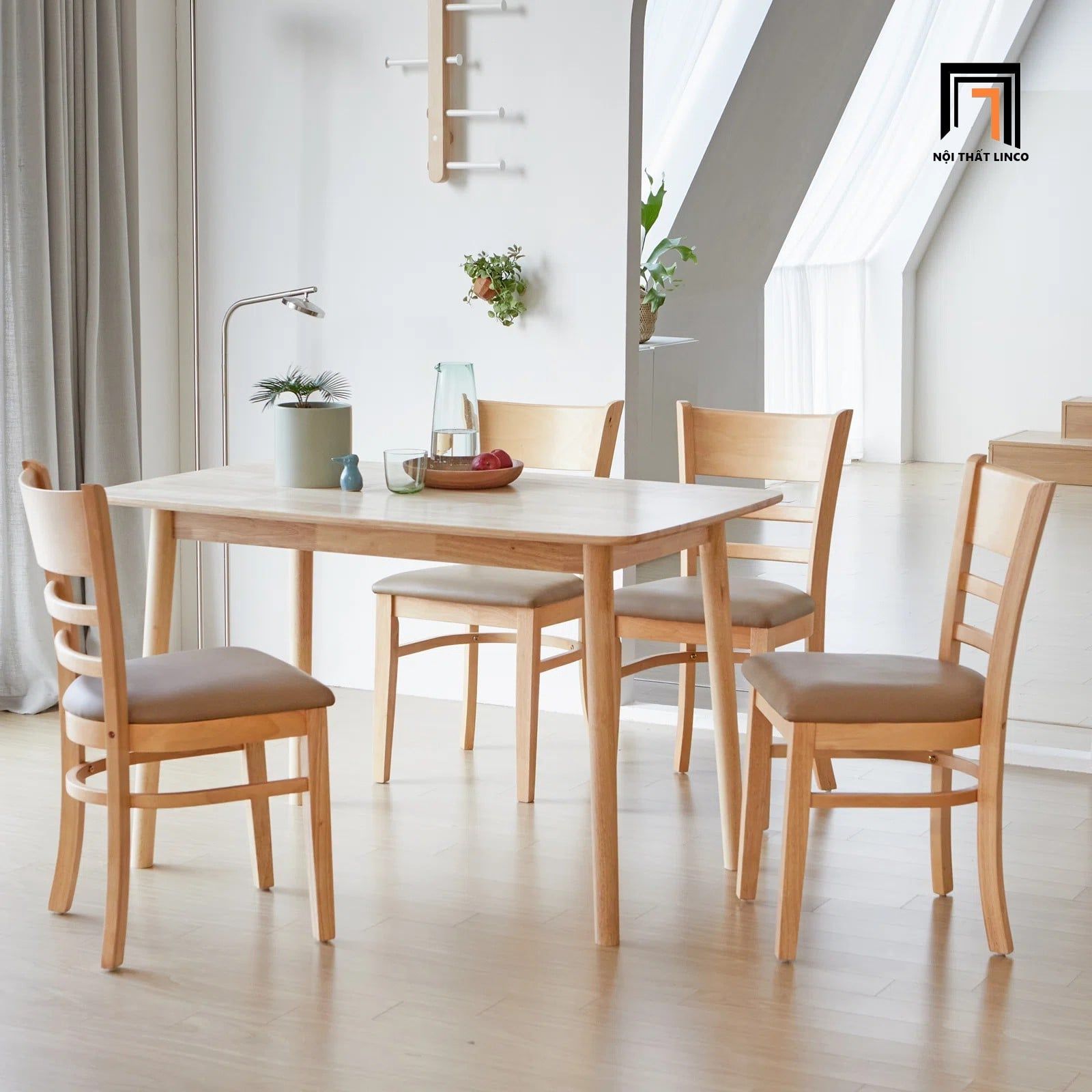  Bộ bàn ăn 1-BAG4-Buda 4 ghế gỗ tự nhiên giá rẻ đẹp 