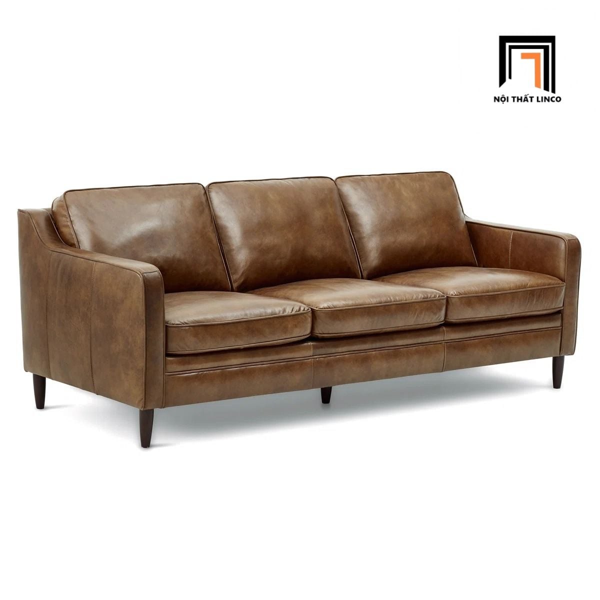  Bộ ghế sofa phòng khách da giả KT17 Abbot màu nâu sang trọng 