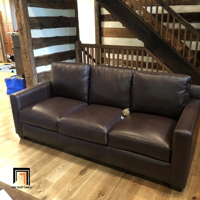  Sofa băng sang trọng BT49 Covedale da công nghiệp nâu đậm 