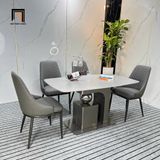 Bộ bàn ghế ăn đá cao cấp 13-BAD4-Sotano 4 ghế ngồi da Pu 