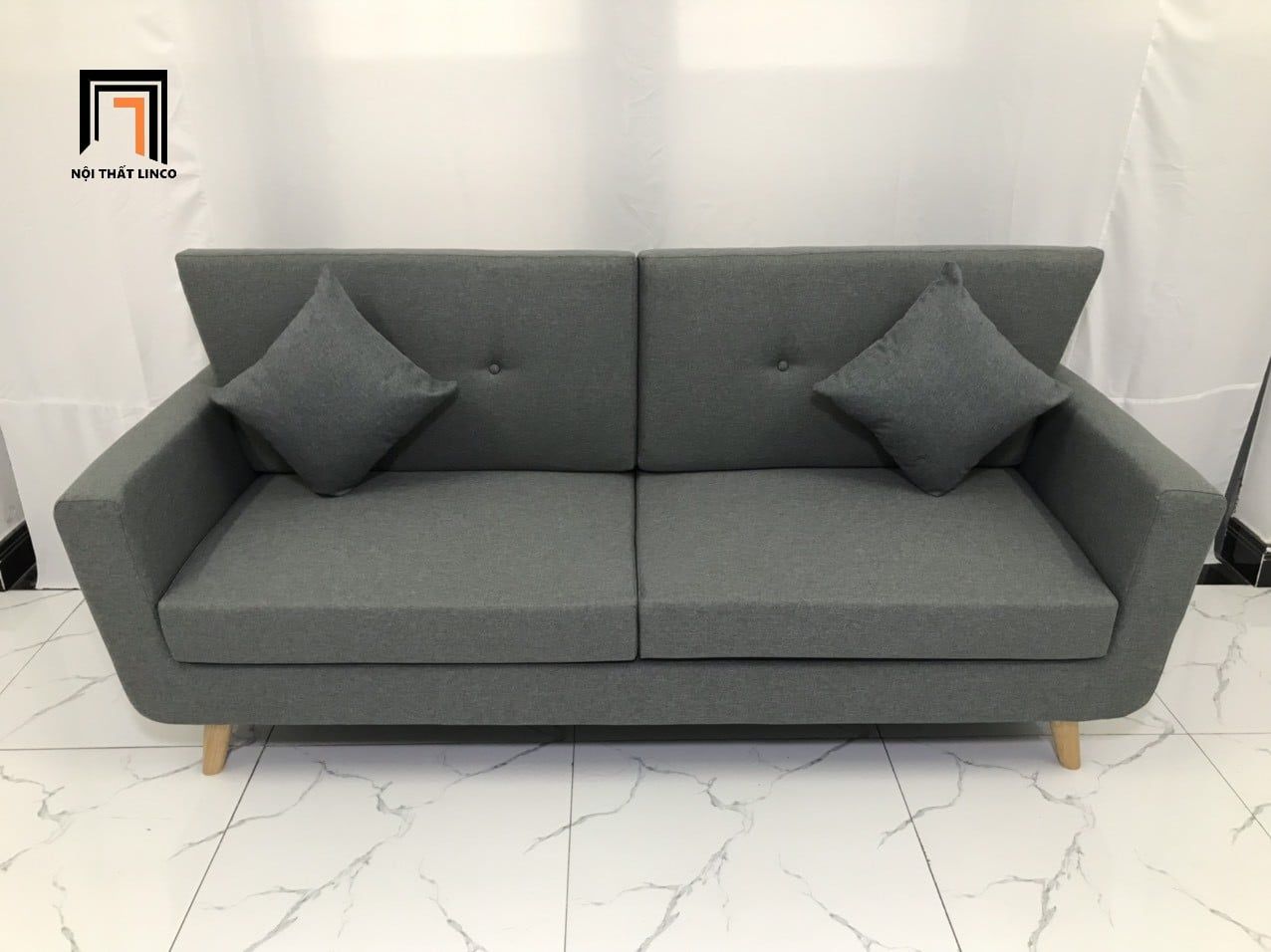  Bộ ghế sofa băng văng dài xám đậm BL5 Piloc dài 1m9 giá rẻ 