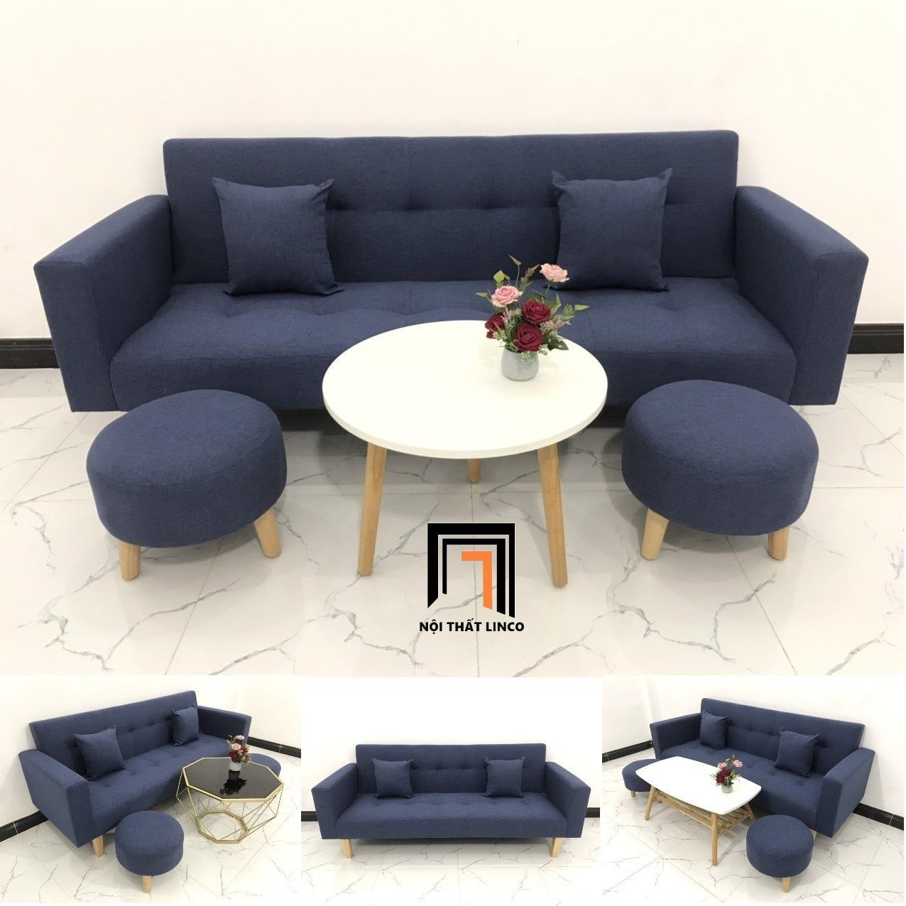  Bộ ghế sofa giường nằm 2m GBL2 thông minh màu xanh đậm 