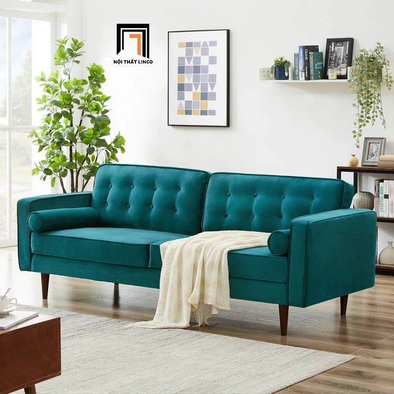  Ghế sofa băng BT2 Lude dài 2m sang trọng vải nhung xám đẹp 
