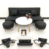  Bộ ghế sofa bed bật giường GBL1 da giả đen giá rẻ dài 1m7 