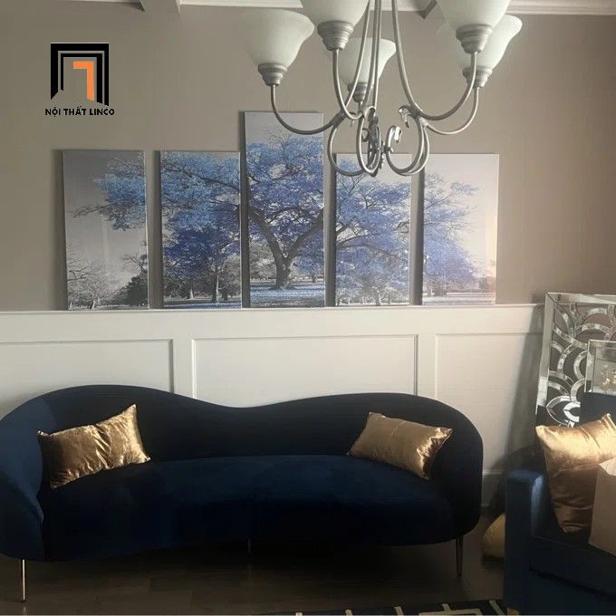  Ghế sofa băng cong vải nhung BT22 Shurtz dài 2m2 xinh xắn 