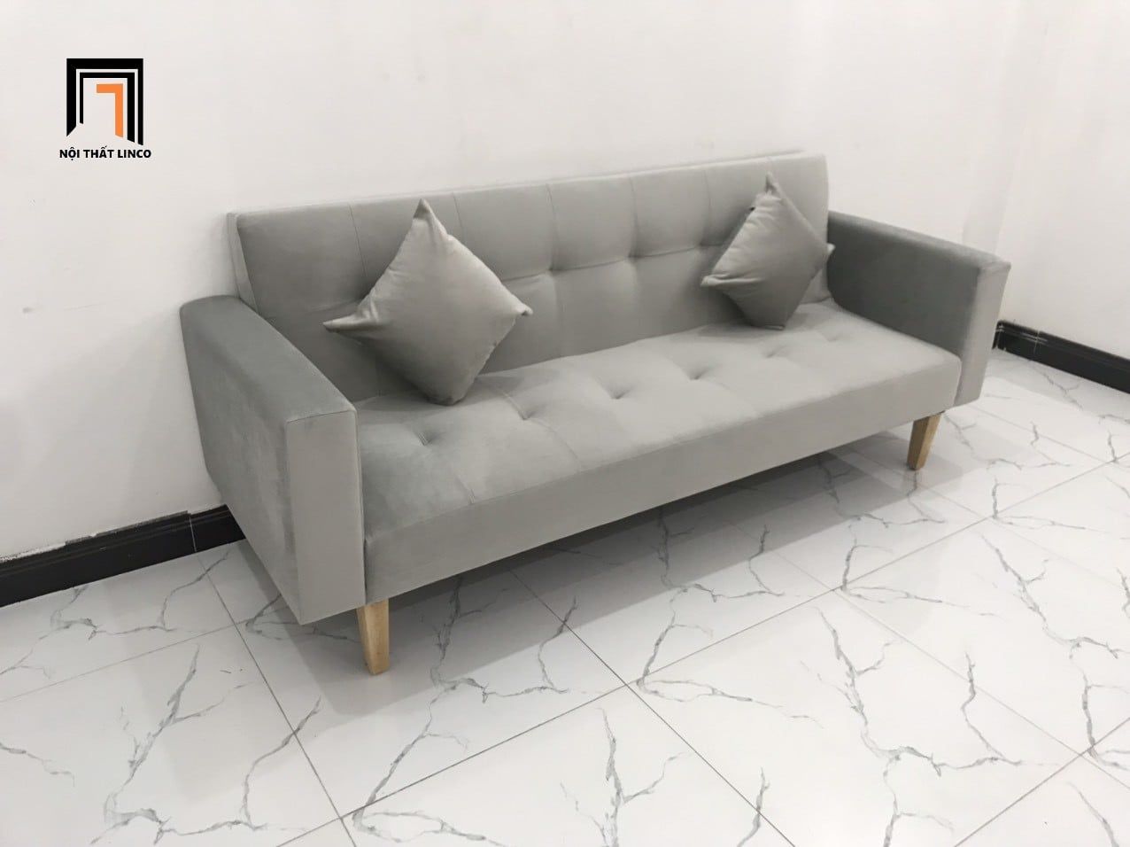  Bộ bàn ghế sofa giường giá rẻ dài 2m GBL2 nhỏ màu xám nhung 