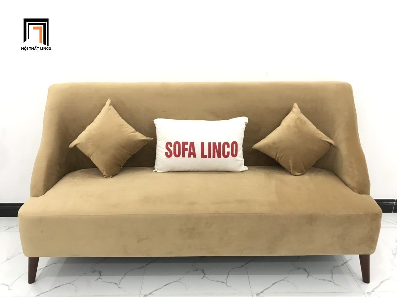  Bộ sofa băng vải nhung màu nâu sữa BL3 Hilo dài 1m9 xinh xắn 