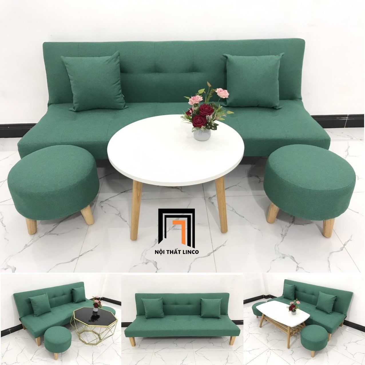 Bộ ghế sofa giường bed GBL1 phòng khách 1m7 nhỏ xanh ngọc 