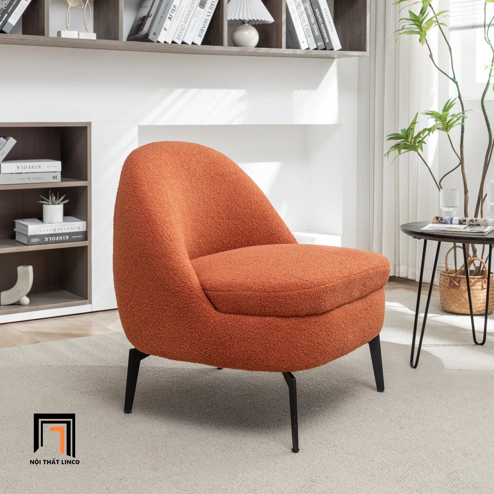  Ghế sofa đơn màu carot vải lông cừu DT111 cho sảnh chờ nhỏ 