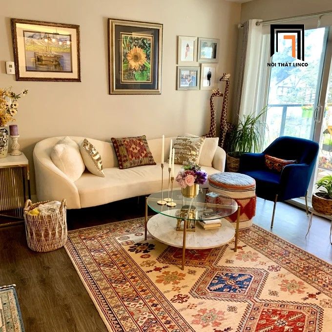  Ghế sofa băng cong vải nhung BT22 Shurtz dài 2m2 xinh xắn 