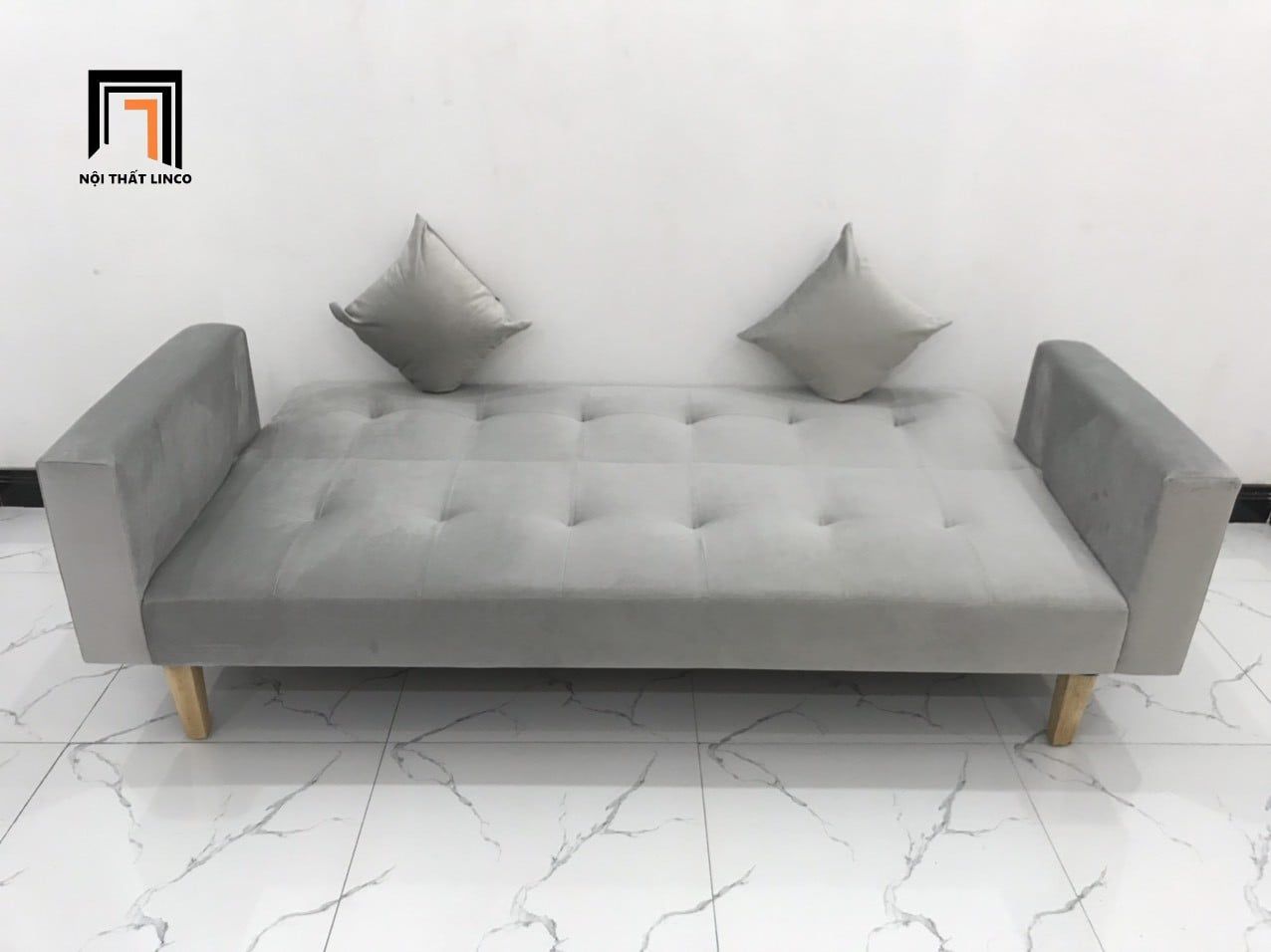  Bộ bàn ghế sofa giường giá rẻ dài 2m GBL2 nhỏ màu xám nhung 