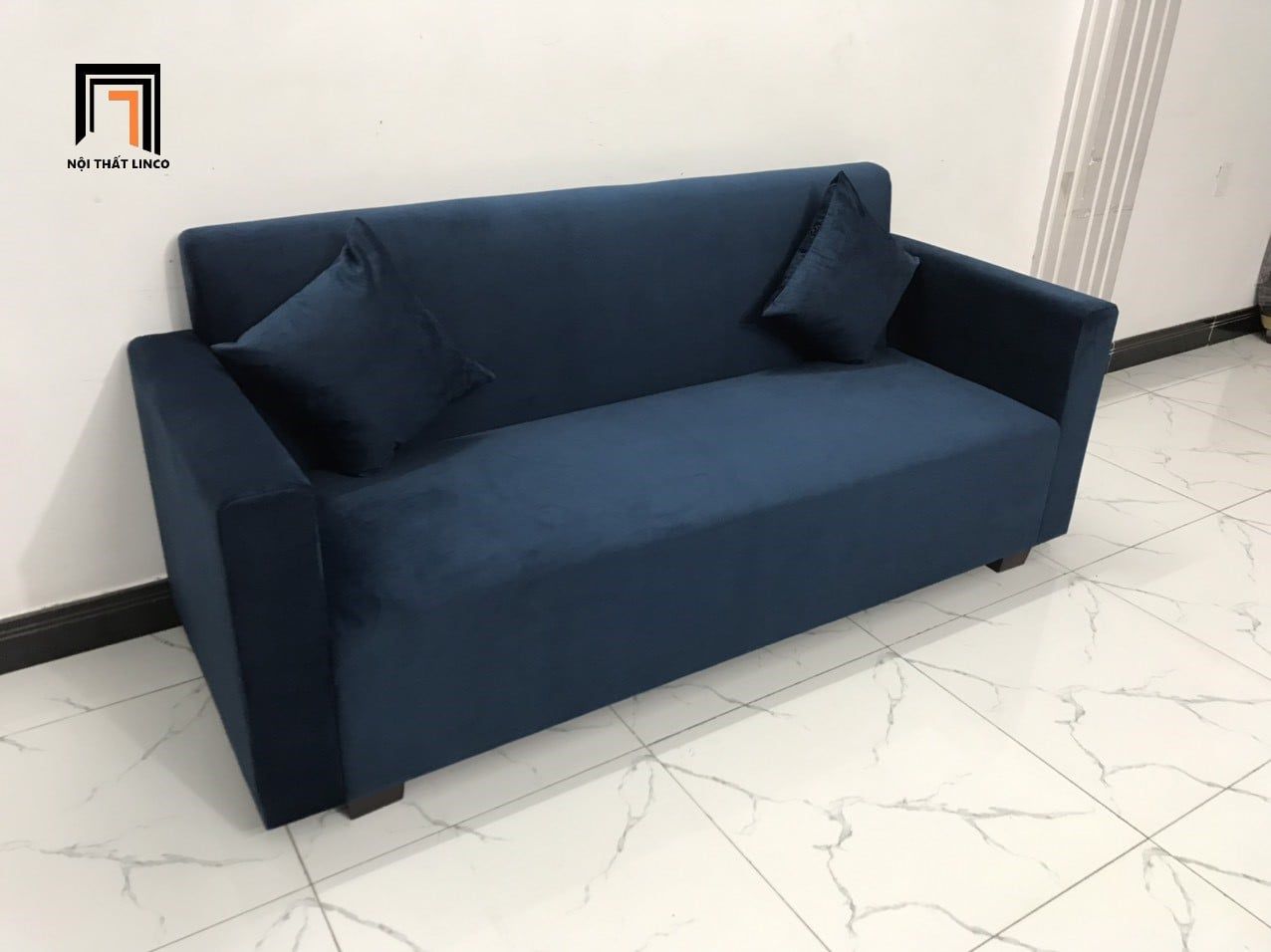  Bộ ghế sofa băng xanh đậm BL14 Pakita dài 1m9 vải nhung mềm 