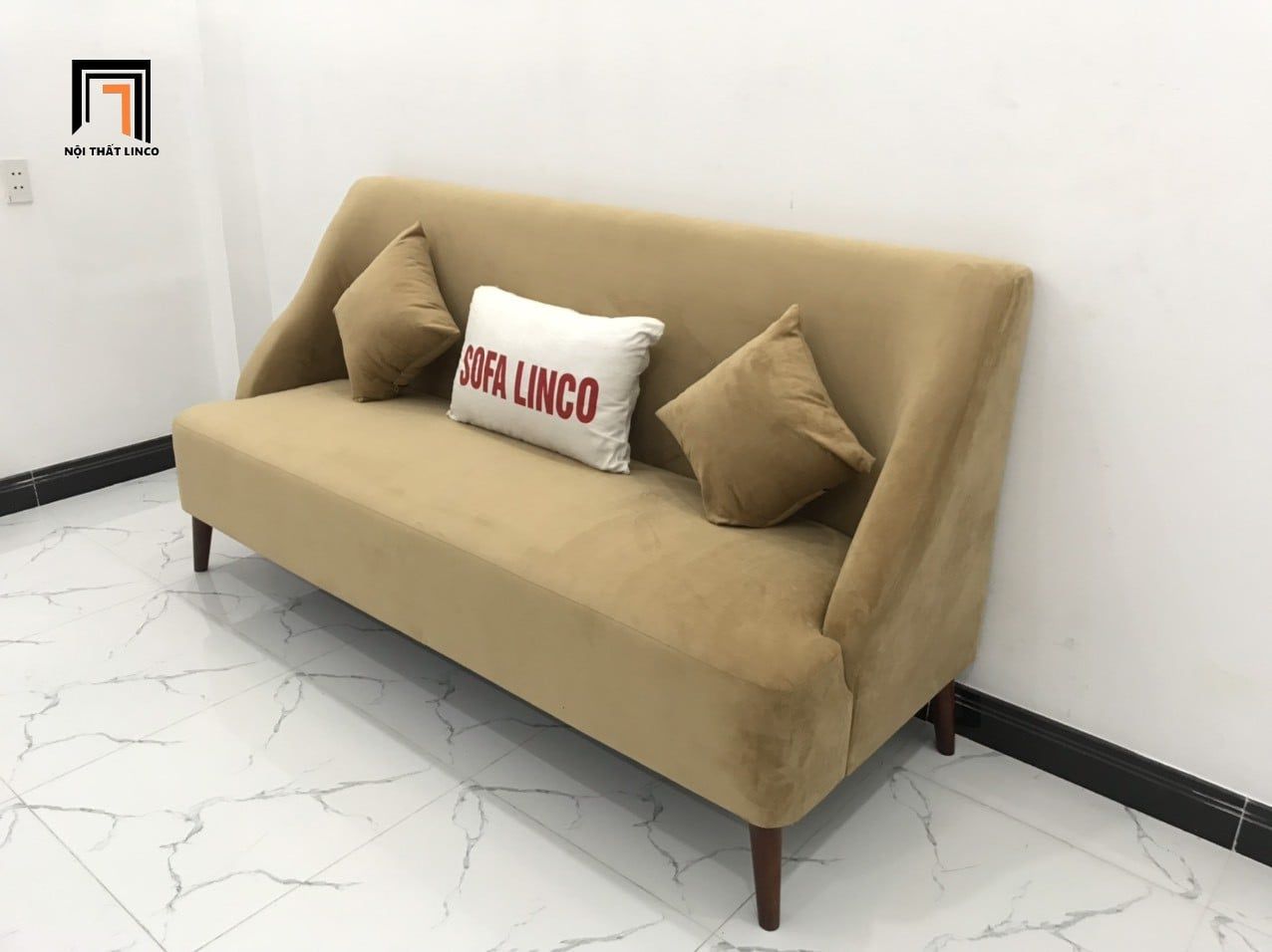  Bộ sofa băng vải nhung màu nâu sữa BL3 Hilo dài 1m9 xinh xắn 