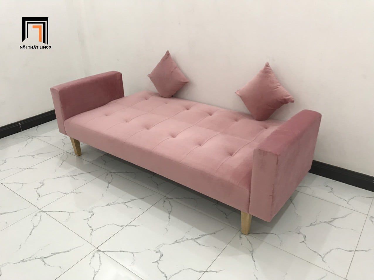  Bộ ghế sofa giường màu hồng phấn GBL2 dài 2m cho nhà nhỏ 
