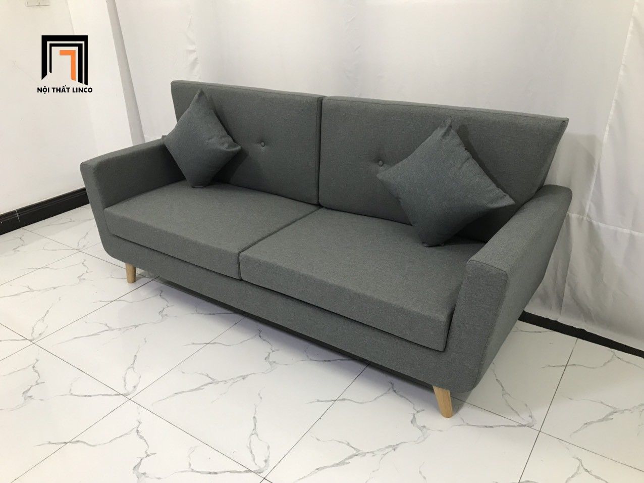  Bộ ghế sofa băng văng dài xám đậm BL5 Piloc dài 1m9 giá rẻ 