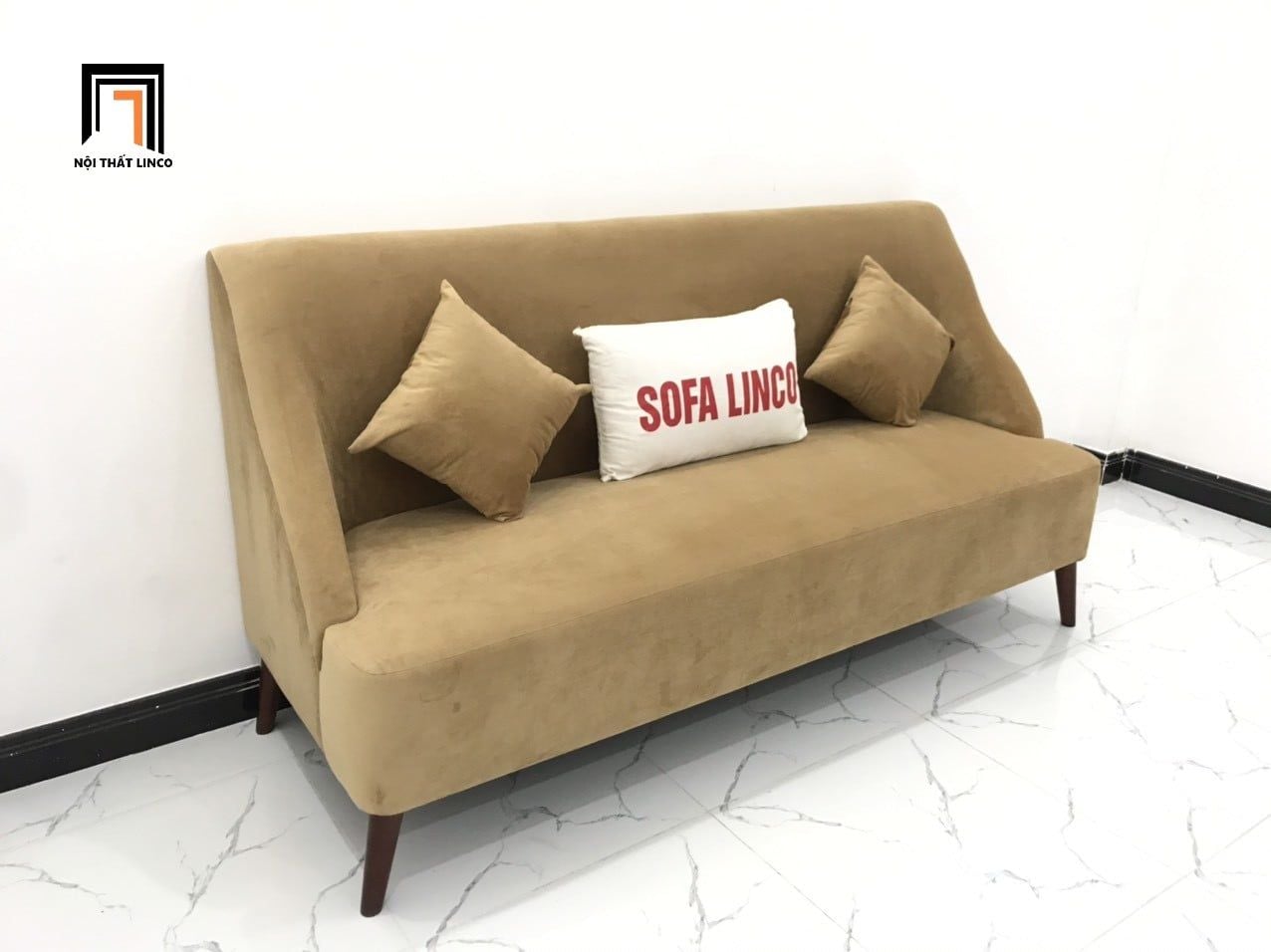  Bộ sofa băng vải nhung màu nâu sữa BL3 Hilo dài 1m9 xinh xắn 