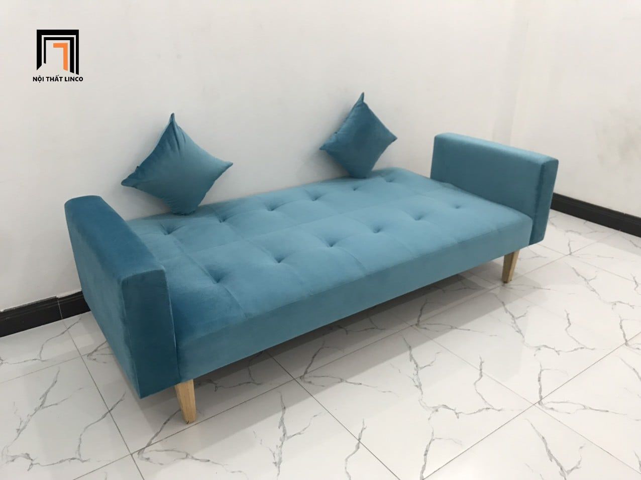  Bộ ghế sofa giường giá rẻ GBL2 2m màu xanh dương cho chung cư 