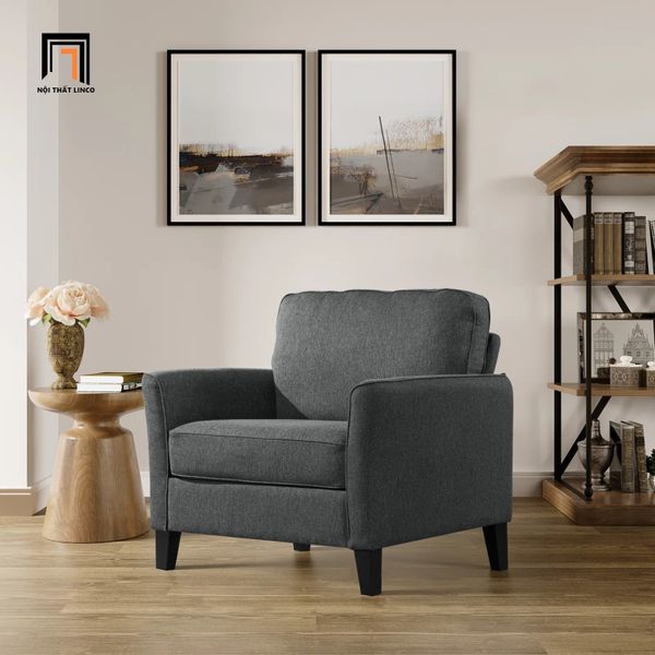  Ghế sofa đơn xám lông chuột DT110 Anwar phòng khách gia đình 