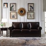  Ghế sofa băng tân cổ điển BHQ47 Clyro 2m1 da màu nâu đậm 