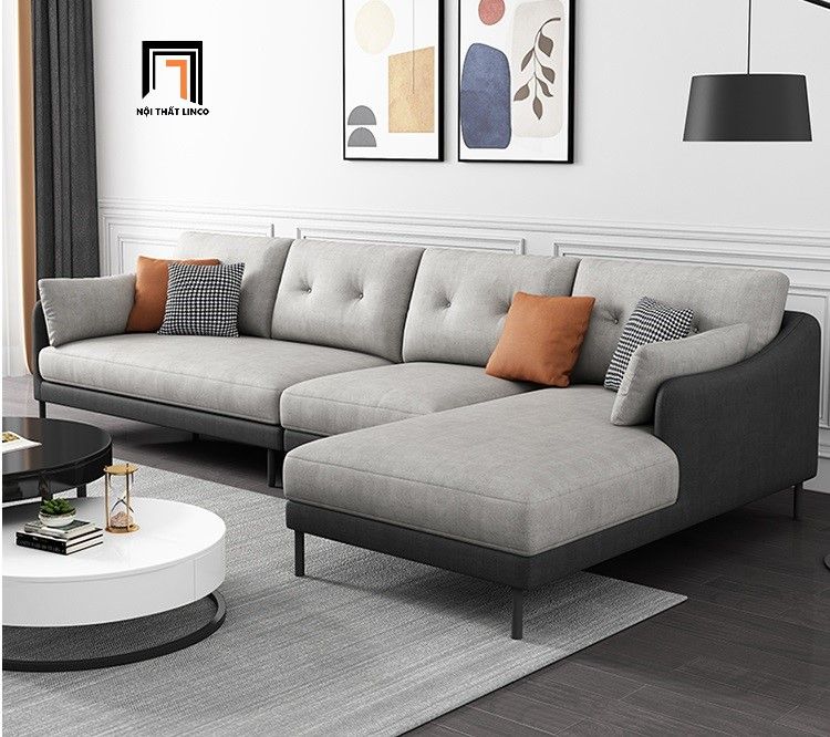  Bộ ghế sofa chữ L sang trọng GT39 Norman chân inox 2m8 x 1m6 