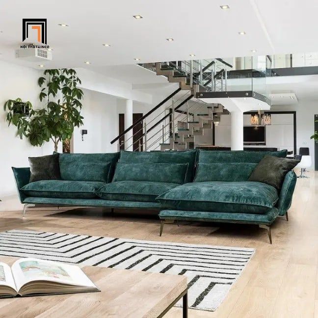  Bộ ghế sofa góc L 2m4 x 1m6 GT33 Heemor vải nhung nỉ đẹp 