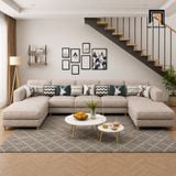  Sofa U UT65 Charles 3m3 bọc vải xám trắng đẹp giá rẻ 