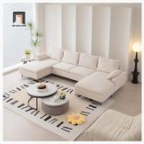  Sofa chữ U UT30 Yushi dài 3m vải nỉ trắng kem cho phòng khách 