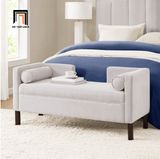  Ghế sofa bench đôn dài 1m4 SB33 Hon vải nỉ màu xám trắng 