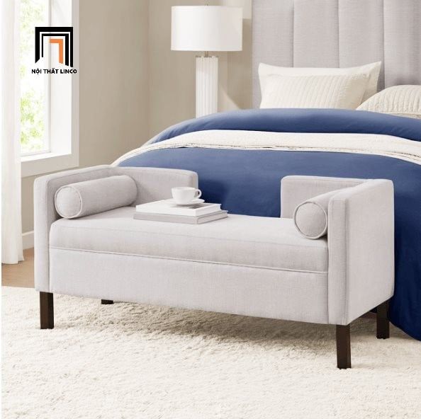  Ghế sofa bench đôn dài 1m4 SB33 Hon vải nỉ màu xám trắng 