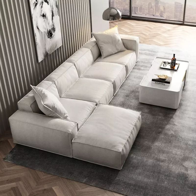  Set ghế sofa chữ U module xám trắng UT103 Kedu dài 3m7 