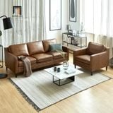  Bộ ghế sofa phòng khách da giả KT17 Abbot màu nâu sang trọng 