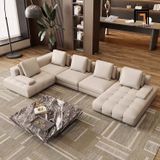  Bộ sofa chữ U UT50 Jobee dài 3m5 phối da xám trắng đẹp 