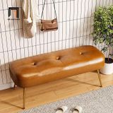  Ghế đôn sofa bọc da nâu SB20 Harpole dài 1m3 chân inox 