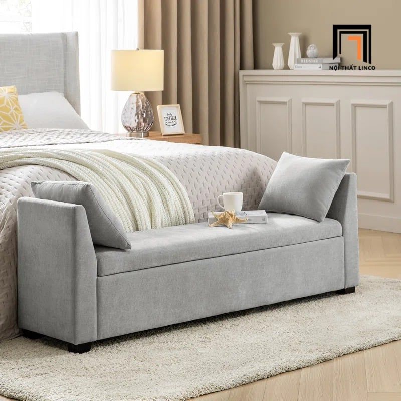  Ghế sofa bench chờ dài 1m3 SB7 Mylisa màu xám vải nỉ 