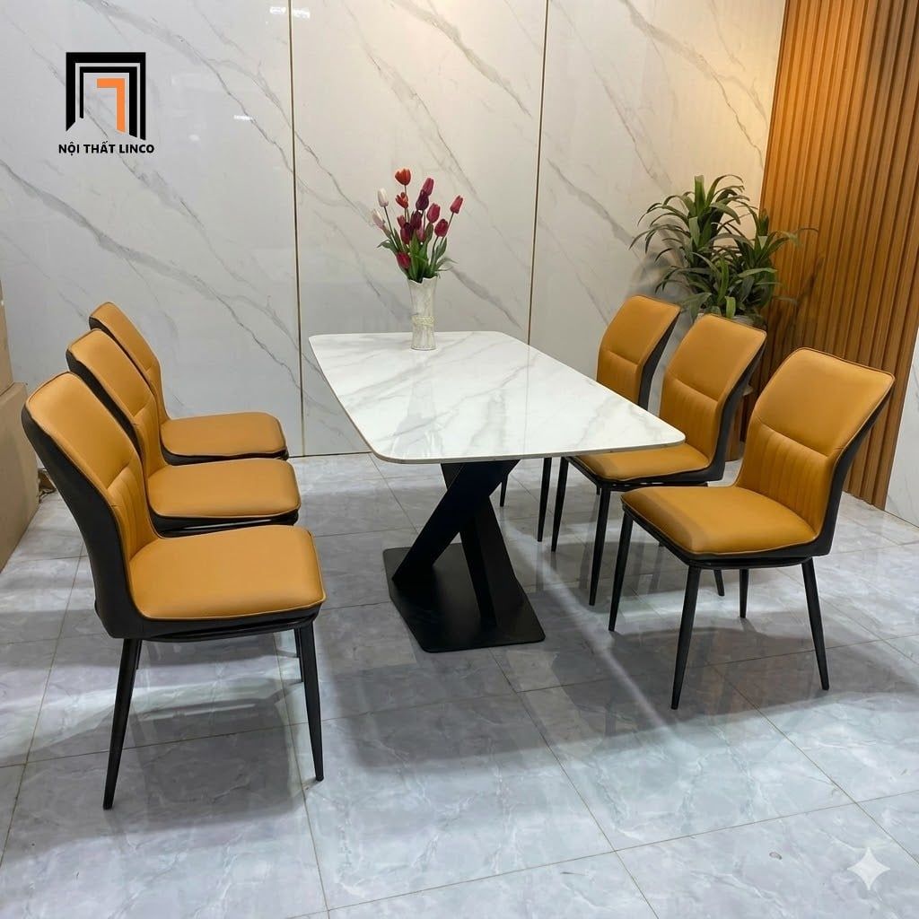  Bộ bàn ăn 6 ghế da Pu 23-BAD6-Katugas bàn đá ceramic 
